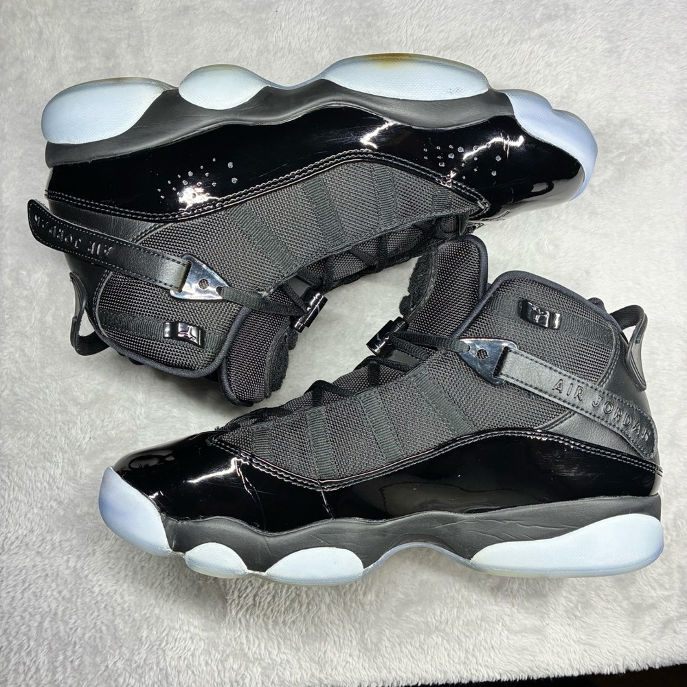 Pre Owned Jordan 6 Rings Space Jam Black Leather Sneakers Mens 10